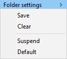 folder settings submenu