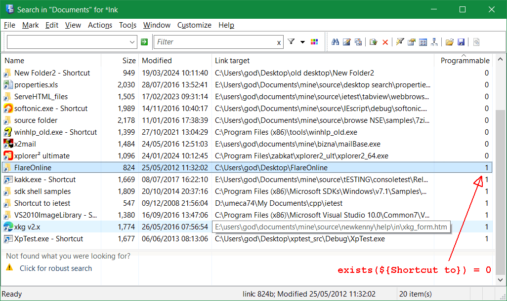 broken LNK detection