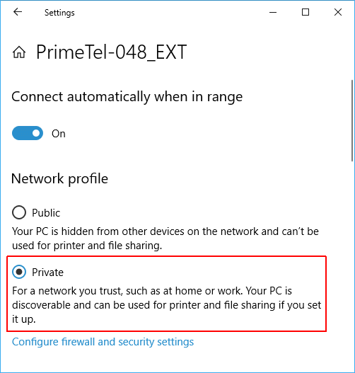 network profile