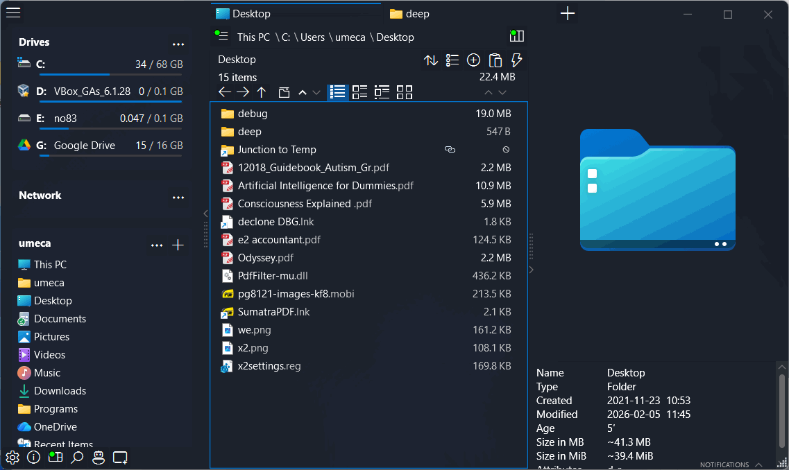 One Commander main window